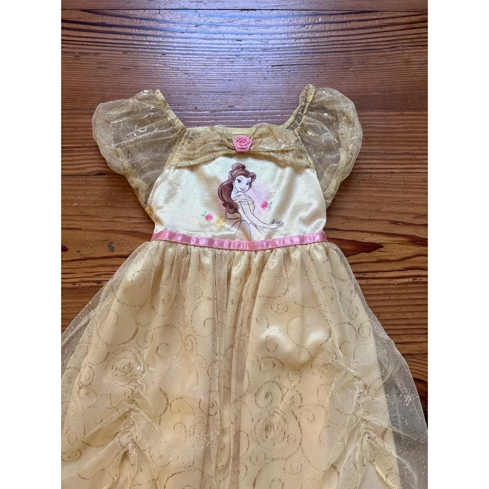 Disney Princess Belle Nightgown Kids Yellow Beauty and the Beast SIZE 3T - Picture 2 of 5